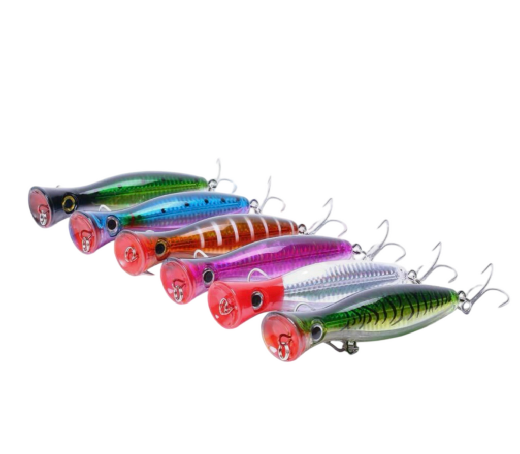 6pc Topwater Popper Lures 1.5oz